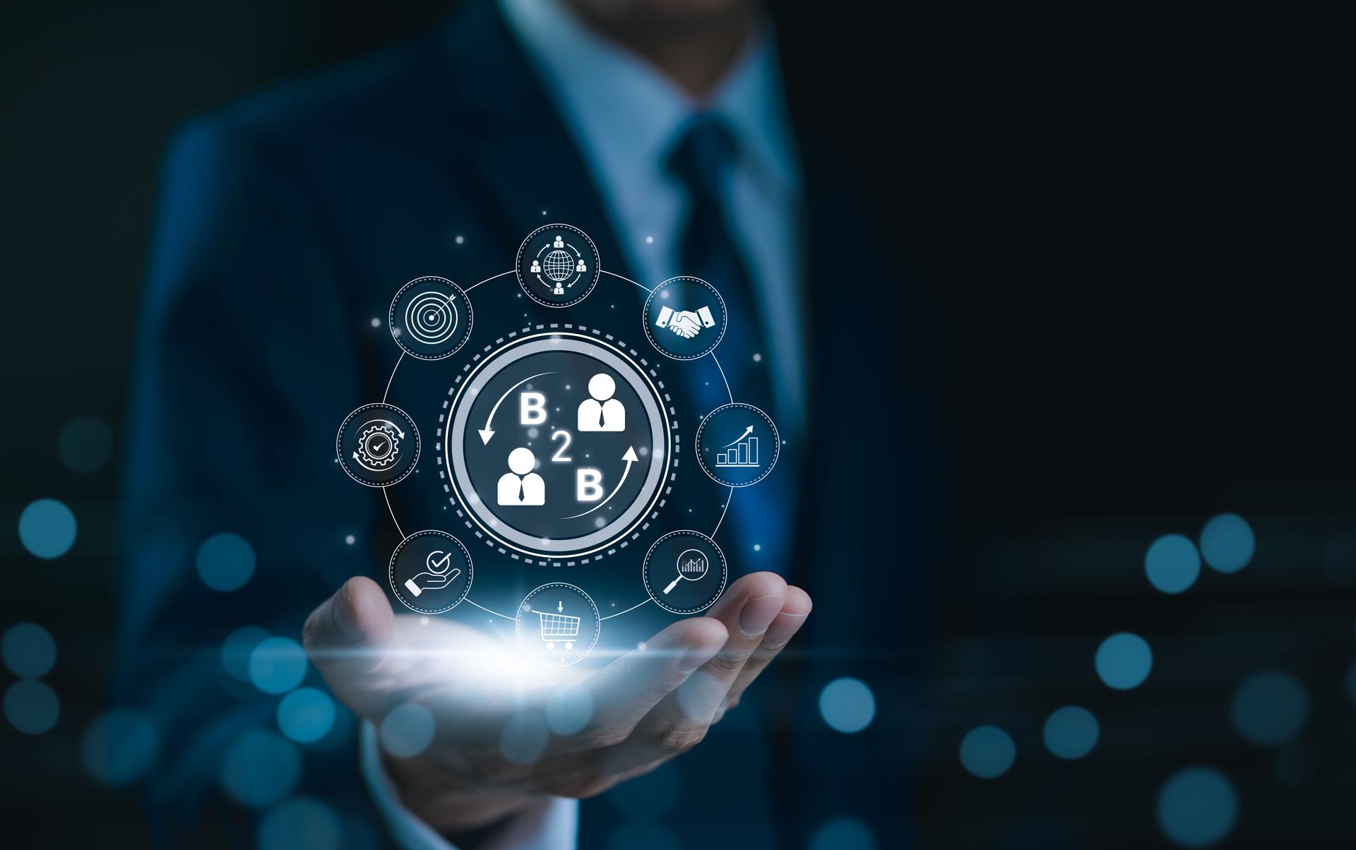 B2B Marketing Concept, Business to Business, e-commerce, institutional sales, Business Company Commerce Technology digital Marketing, supply chain, business action plan Strategy, Sales optimization,